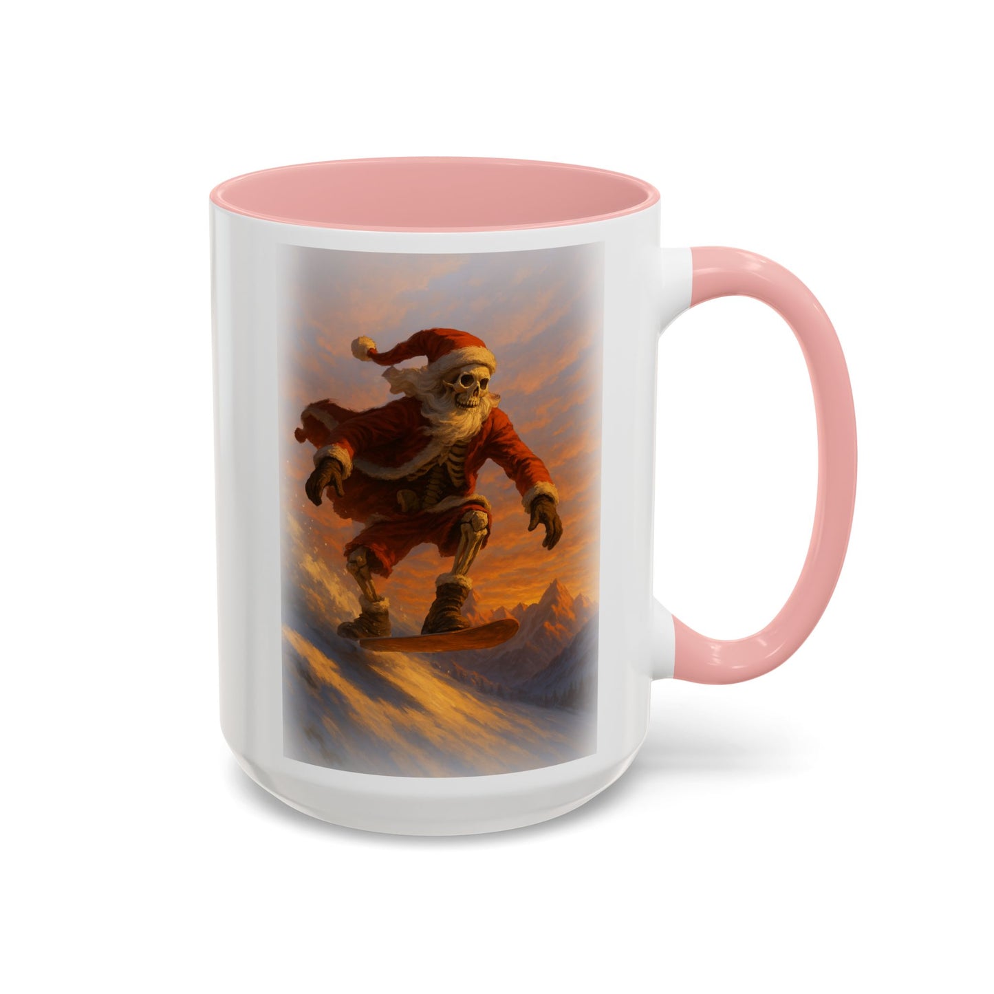 Santa Skelly Snowboarding   Coffee Mug