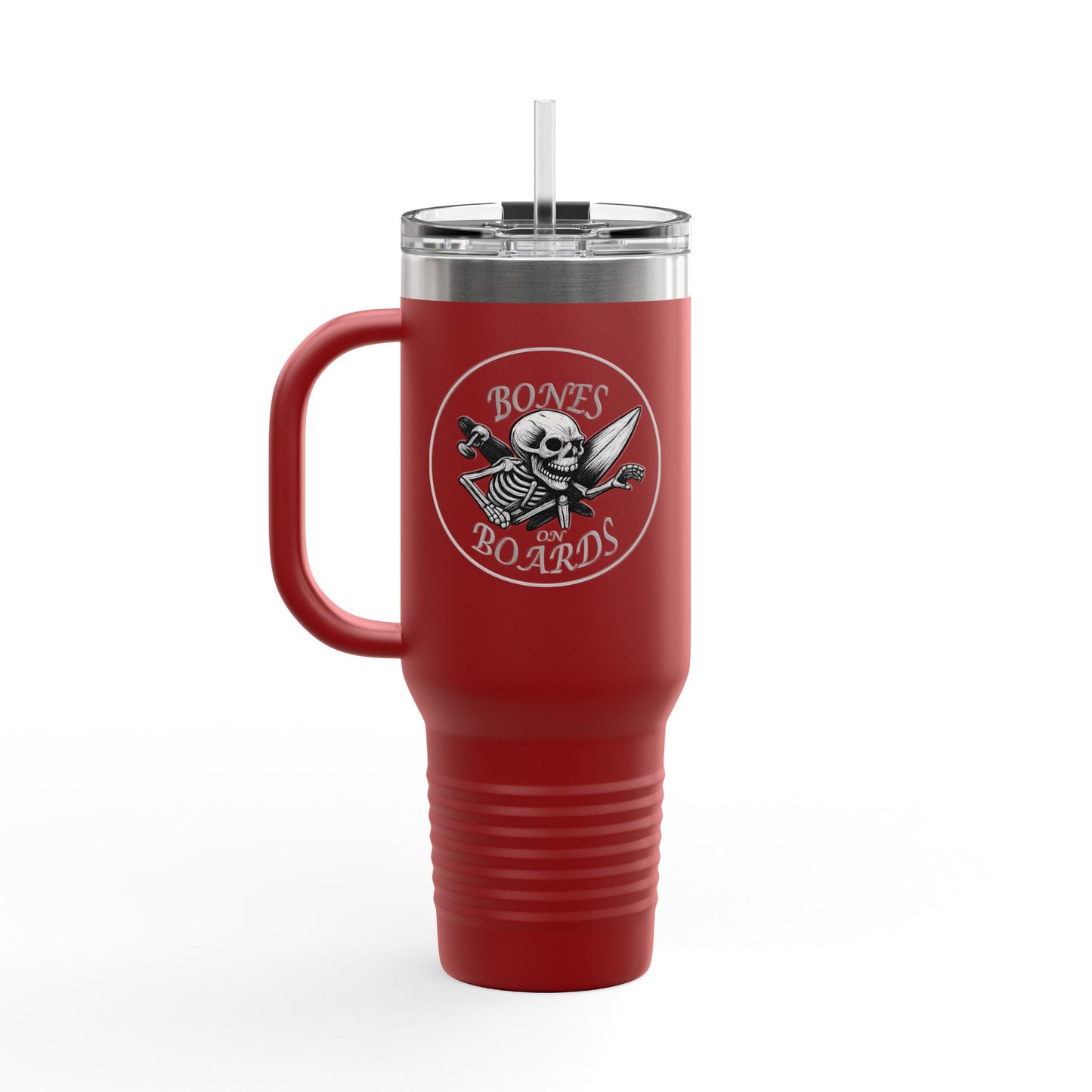 Skelly Santa Snowboarding 40oz travel mug