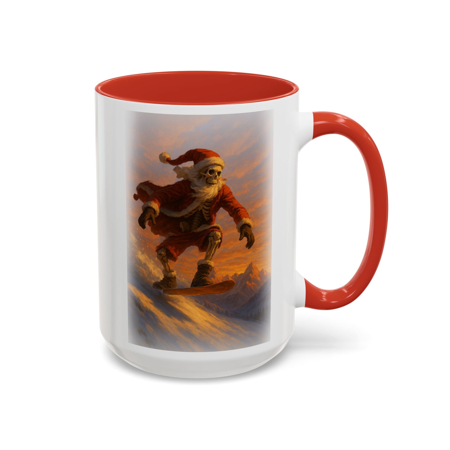 Santa Skelly Snowboarding   Coffee Mug