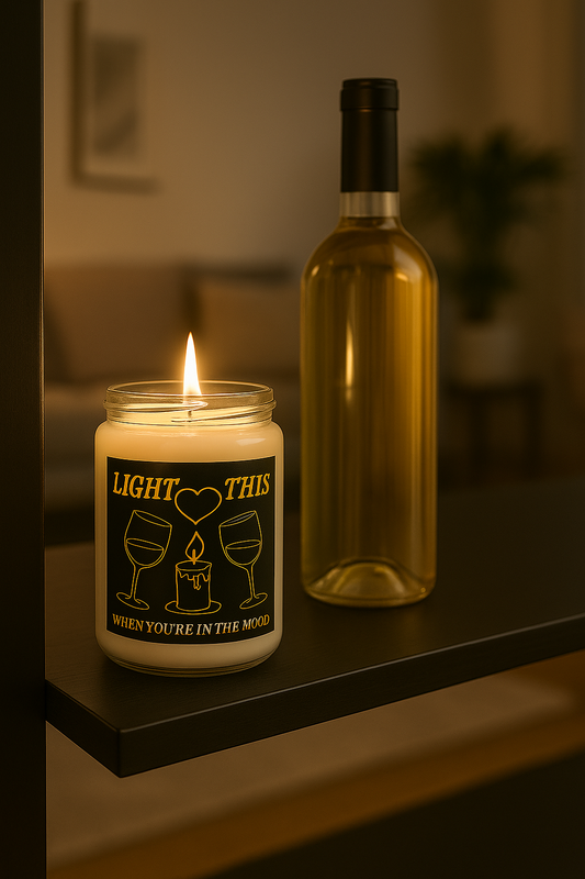Romantic Wine & Candle Soy Candle — 9oz Scented Jar (Date Night Gift)