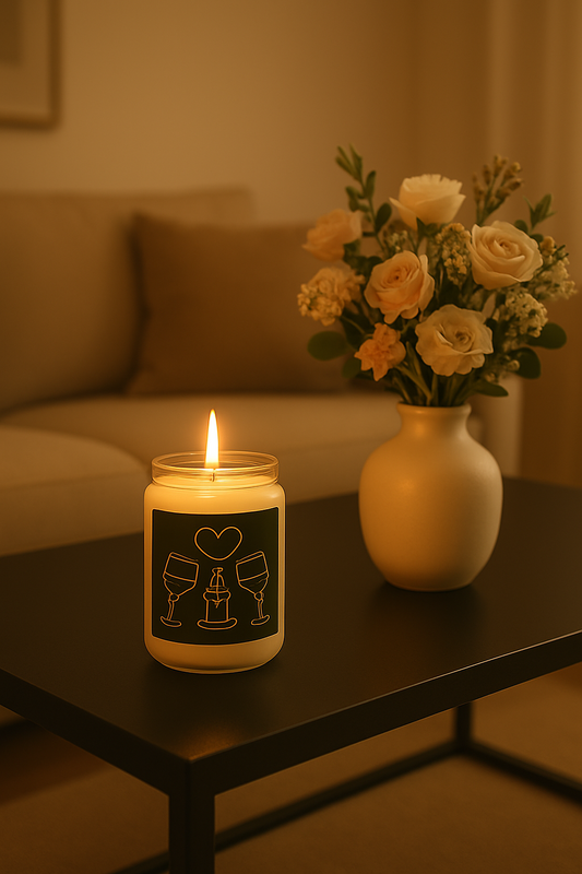 Romantic Couples Soy Candle – “Light This When You’re in the Mood” – Wine Glass Candle Art – Anniversary Gift – Date Night Decor – Valentines Gift